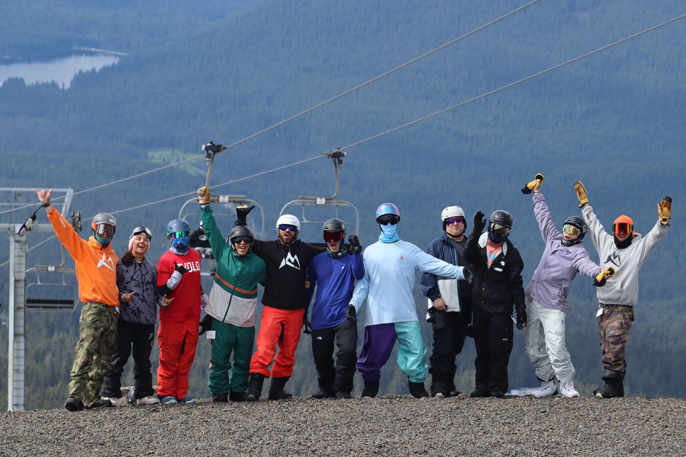 Riders on a chairlift